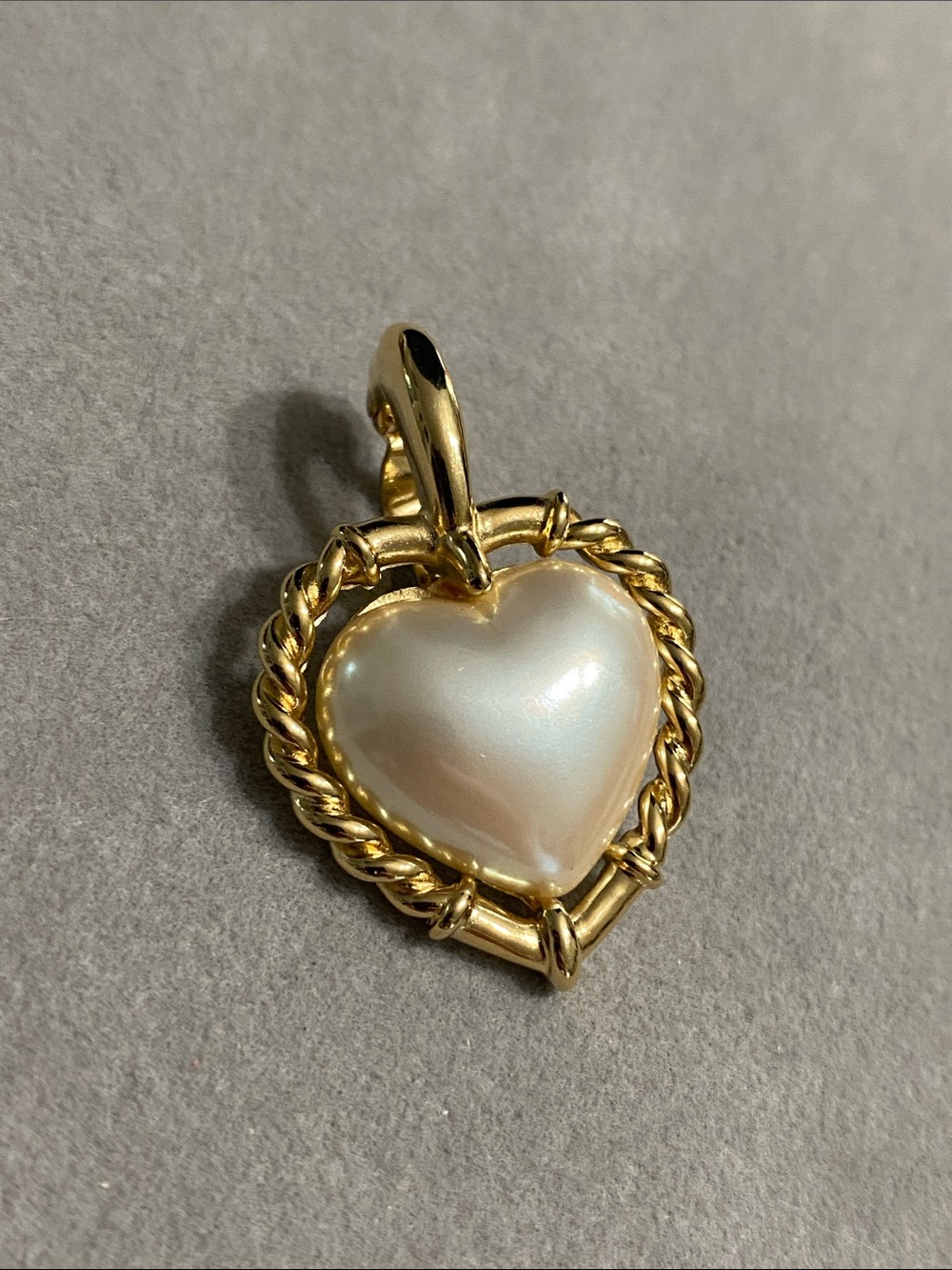 Lady Remington Gold-Tone Heart Pendant with Pearl-Look Center